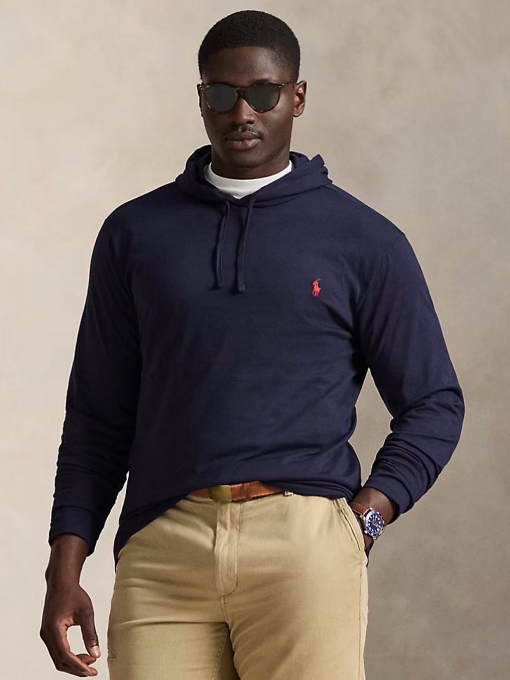 Polo by Ralph Lauren Jersey Hooded T-Shirt  Long-Sleeve with Red Logo Size M